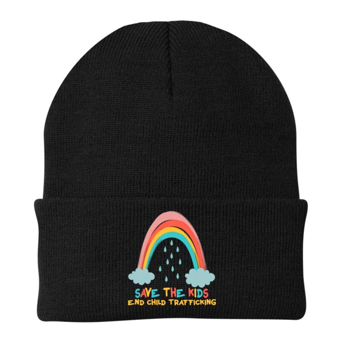 Save The Kids End Child Trafficking Rainbow Knit Cap Winter Beanie