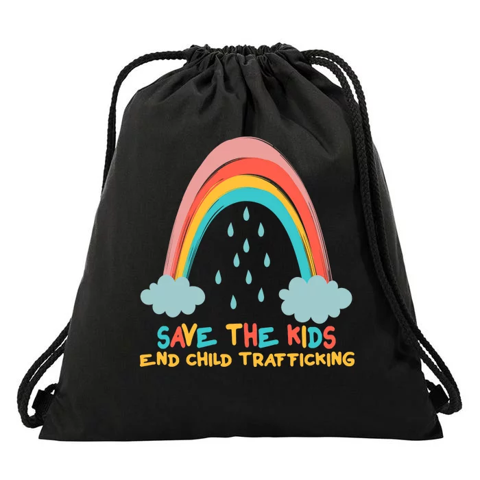 Save The Kids End Child Trafficking Rainbow Drawstring Bag