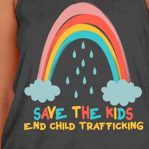 Save The Kids End Child Trafficking Rainbow Women's Knotted Racerback Tank