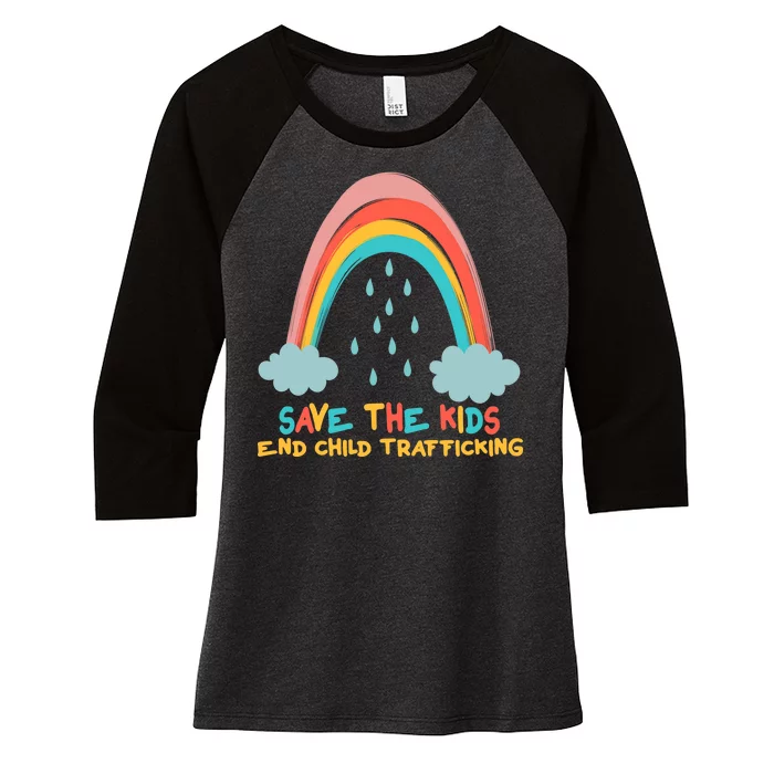 Save The Kids End Child Trafficking Rainbow Women's Tri-Blend 3/4-Sleeve Raglan Shirt