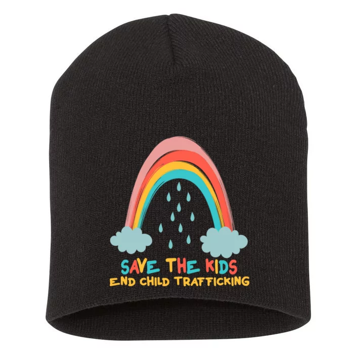 Save The Kids End Child Trafficking Rainbow Short Acrylic Beanie