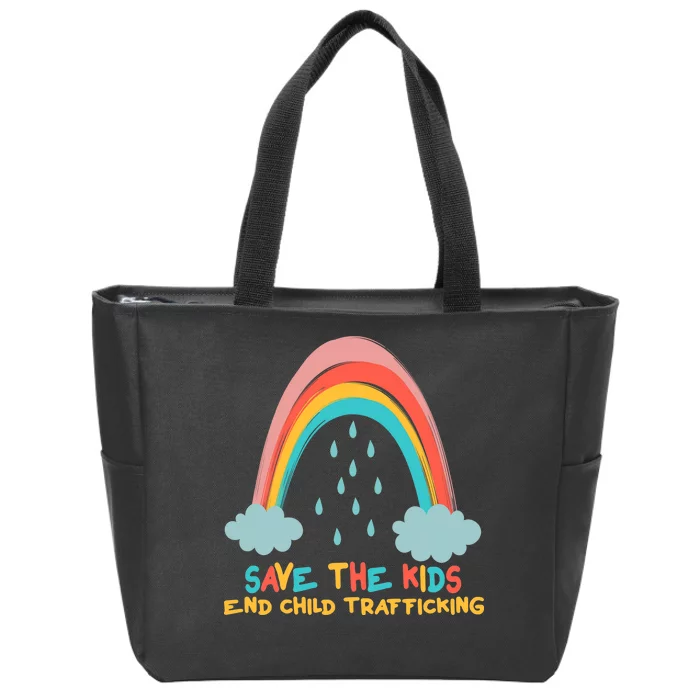 Save The Kids End Child Trafficking Rainbow Zip Tote Bag