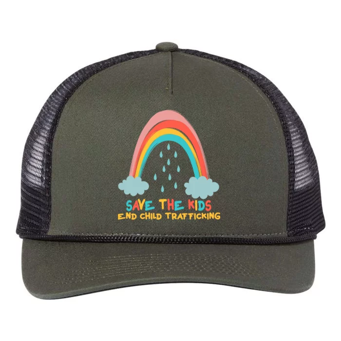 Save The Kids End Child Trafficking Rainbow Retro Rope Trucker Hat Cap