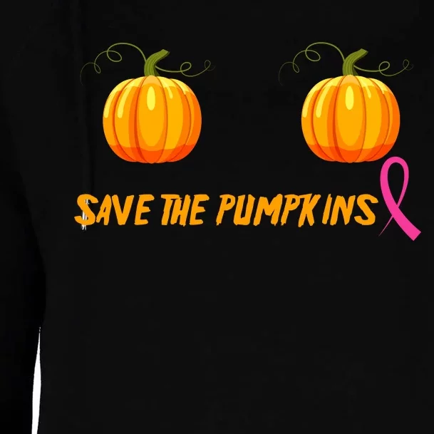 Save The Pumpkins Breast Cancer Womens Funnel Neck Pullover Hood