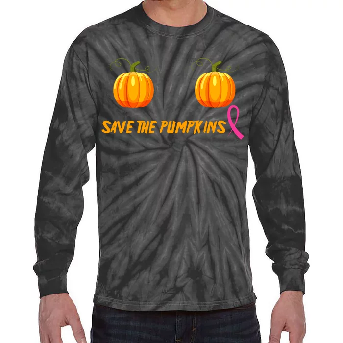 Save The Pumpkins Breast Cancer Tie-Dye Long Sleeve Shirt