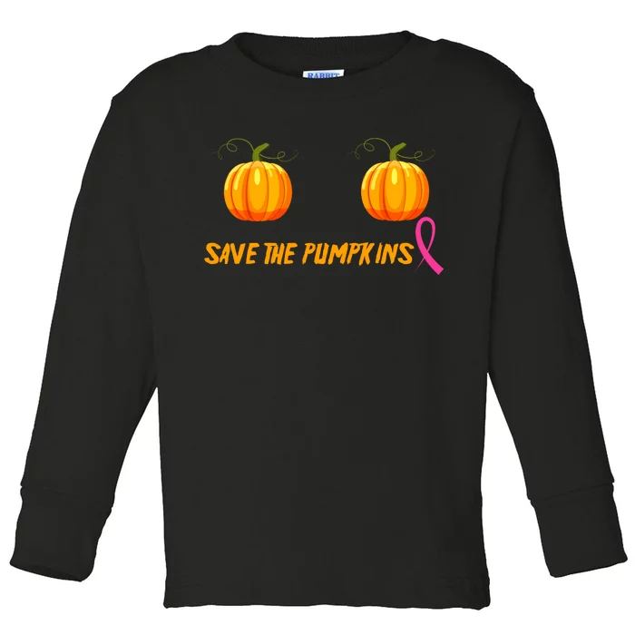 Save The Pumpkins Breast Cancer Toddler Long Sleeve Shirt