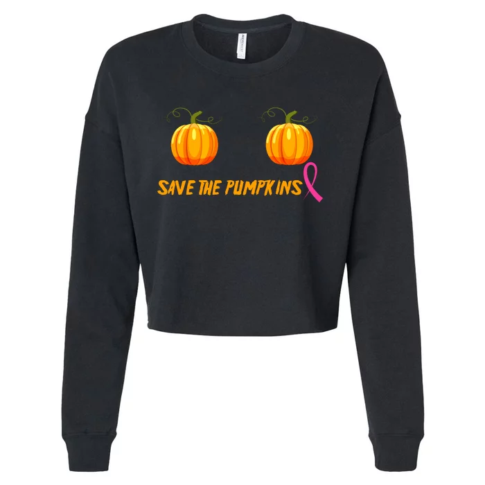 Save The Pumpkins Breast Cancer Cropped Pullover Crew