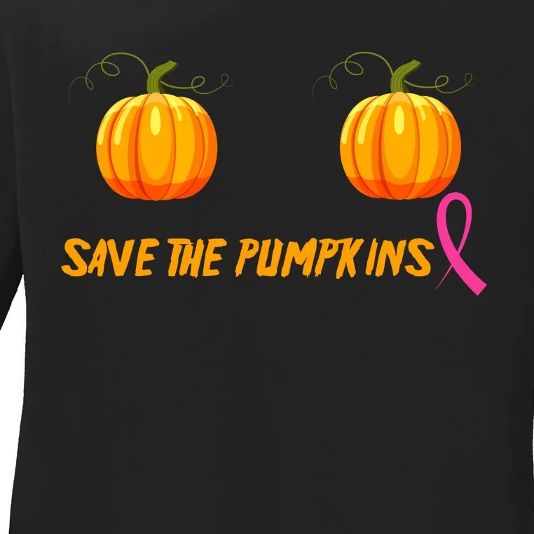 Save The Pumpkins Breast Cancer Ladies Long Sleeve Shirt