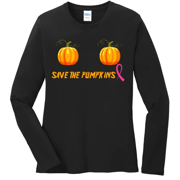 Save The Pumpkins Breast Cancer Ladies Long Sleeve Shirt