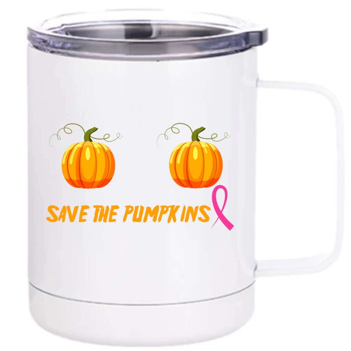 Save The Pumpkins Breast Cancer Front & Back 12oz Stainless Steel Tumbler Cup