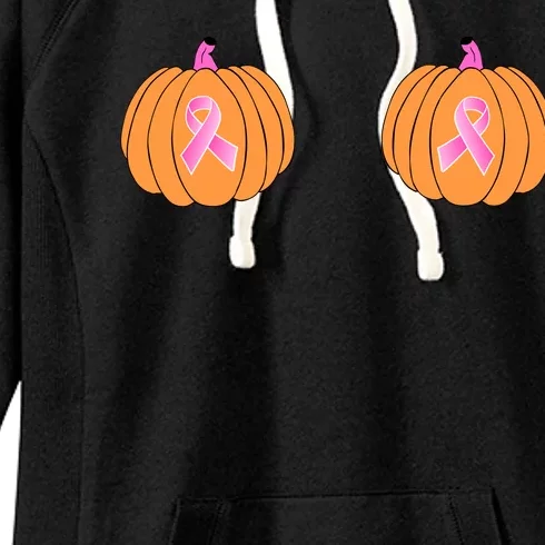 Save The Pumpkins Breast Cancer Ribbon Women's Fleece Hoodie