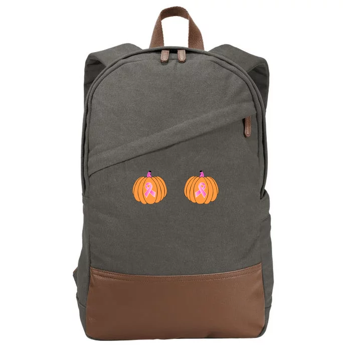 Save The Pumpkins Breast Cancer Ribbon Cotton Canvas Backpack