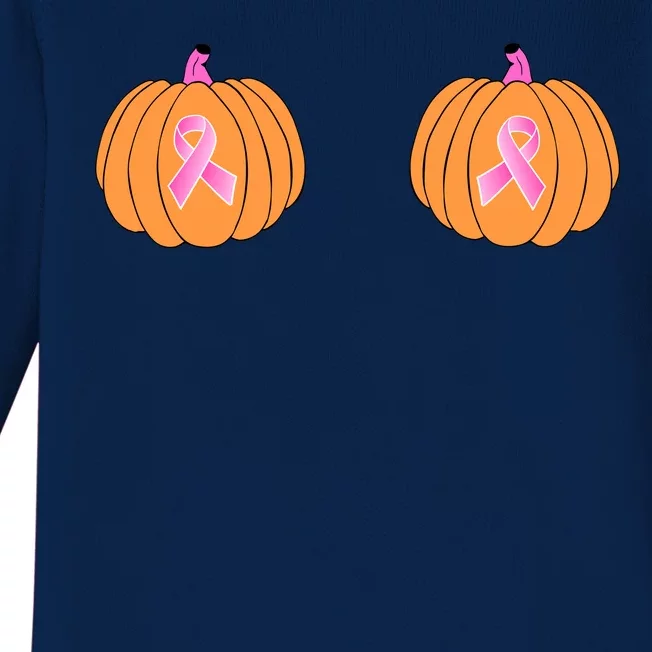 Save The Pumpkins Breast Cancer Ribbon Baby Long Sleeve Bodysuit