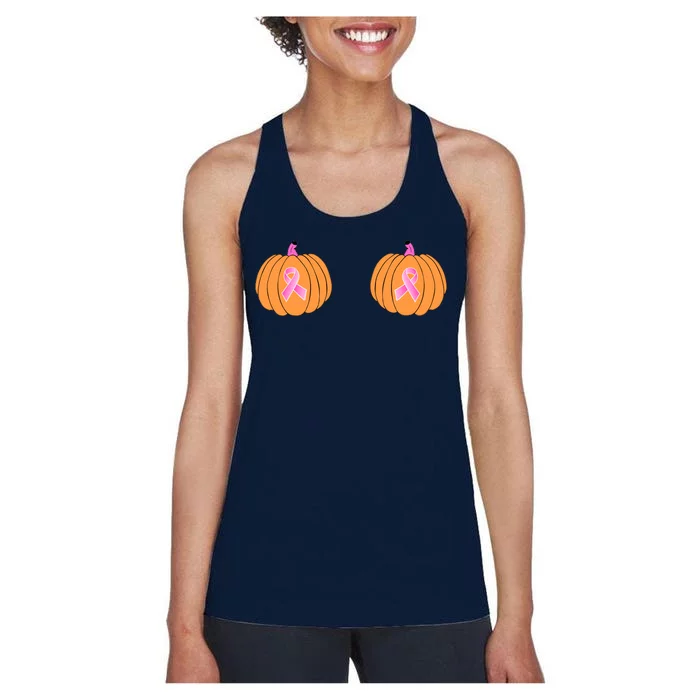 Save The Pumpkins Breast Cancer Ribbon Women's Racerback Tank