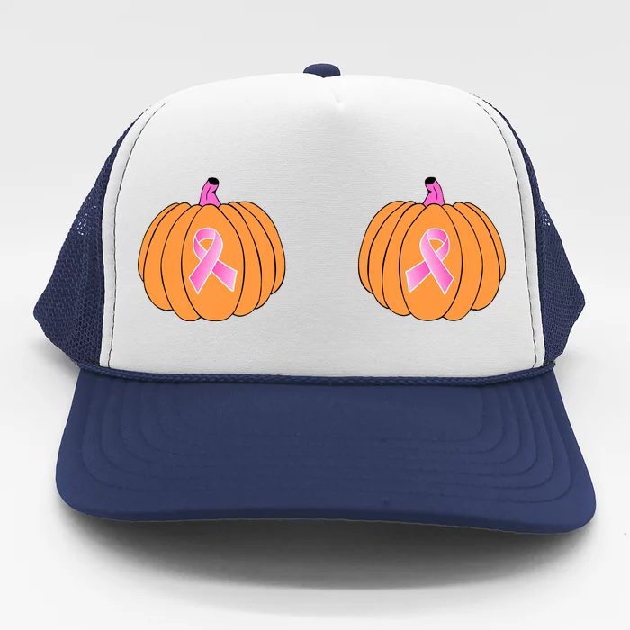 Save The Pumpkins Breast Cancer Ribbon Trucker Hat