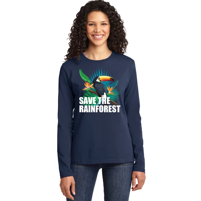 Save the Rainforest -  Protect the Wildlife Ladies Long Sleeve Shirt