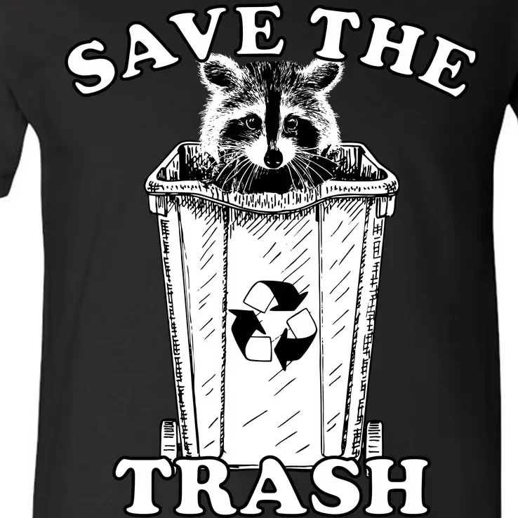 Save the Trash Pandas Funny Raccoon V-Neck T-Shirt