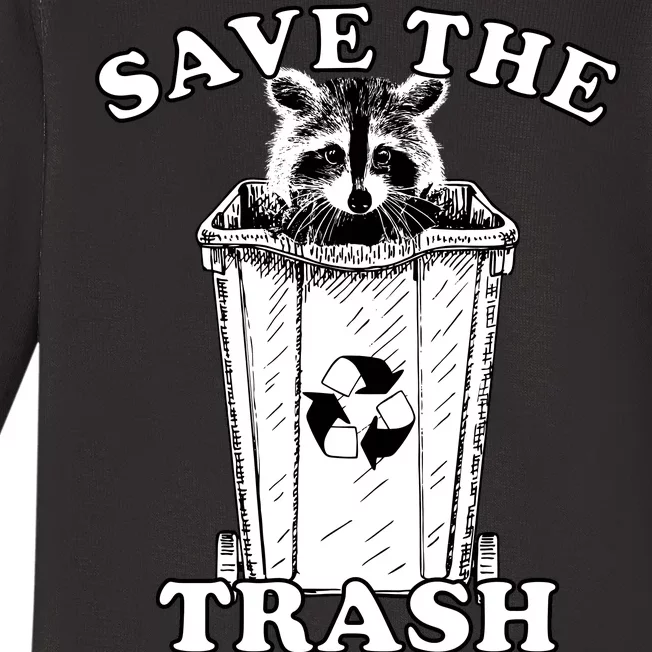 Save the Trash Pandas Funny Raccoon Baby Long Sleeve Bodysuit