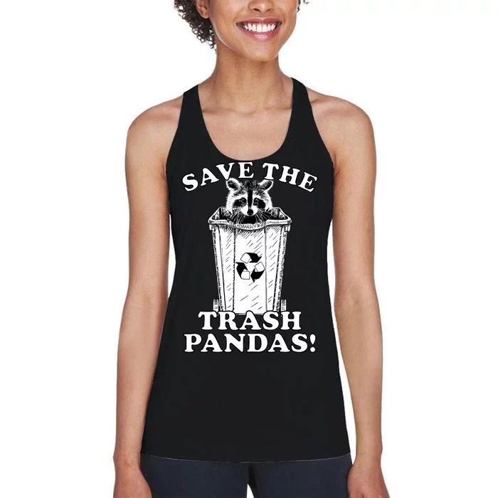 Save the Trash Pandas Funny Raccoon Women's Racerback Tank