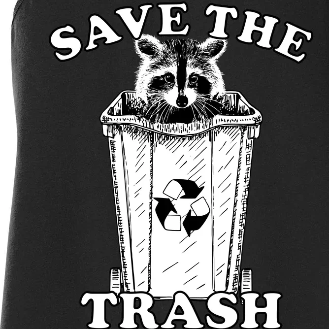 Save the Trash Pandas Funny Raccoon Women's Racerback Tank