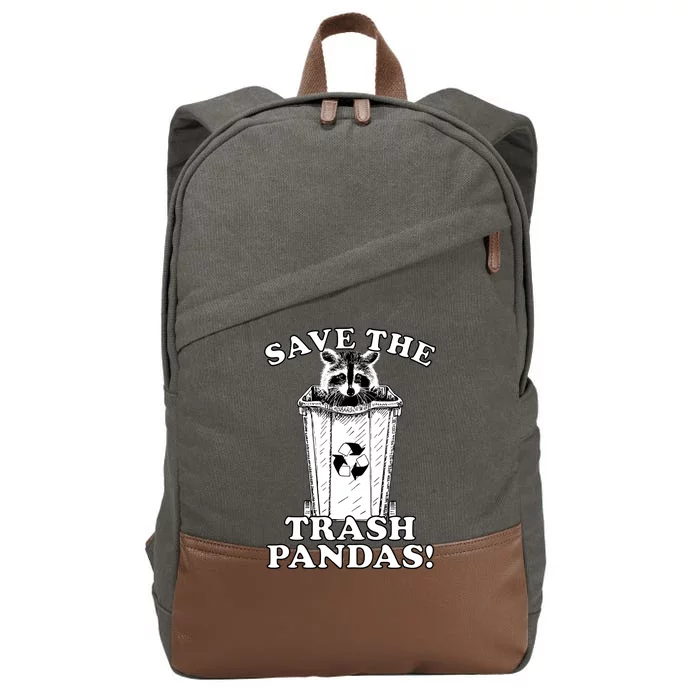 Save the Trash Pandas Funny Raccoon Cotton Canvas Backpack