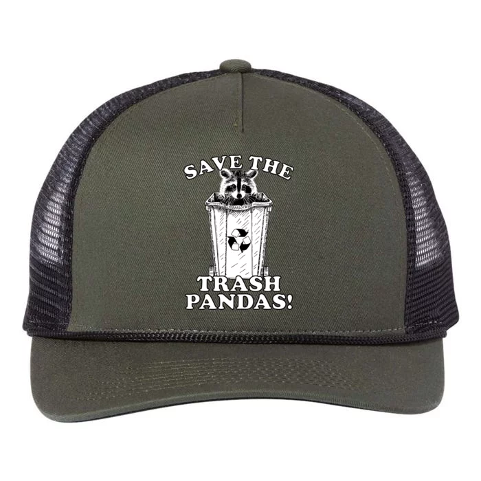 Save the Trash Pandas Funny Raccoon Retro Rope Trucker Hat Cap