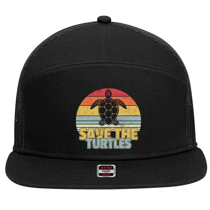 Save The Turtles Retro Style 7 Panel Mesh Trucker Snapback Hat