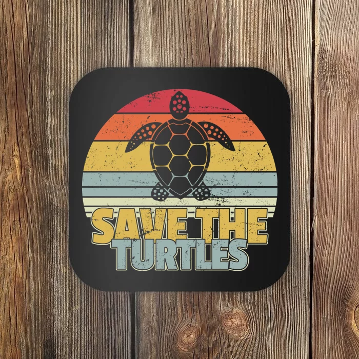 Save The Turtles Retro Style Coaster