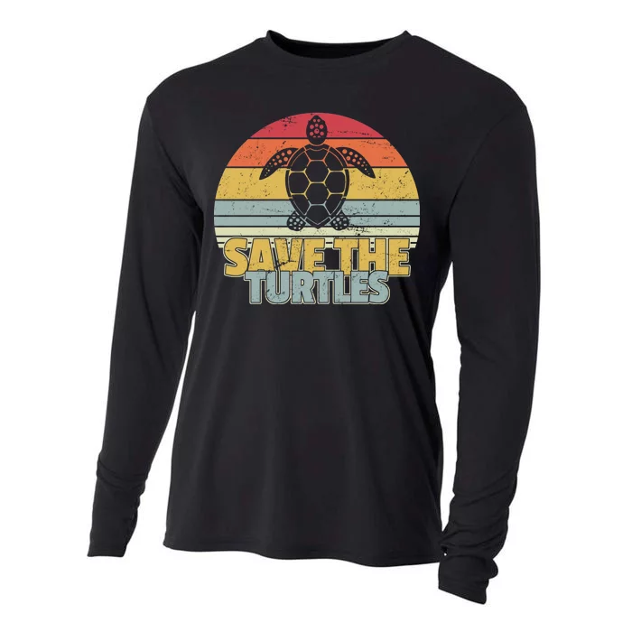 Save The Turtles Retro Style Cooling Performance Long Sleeve Crew