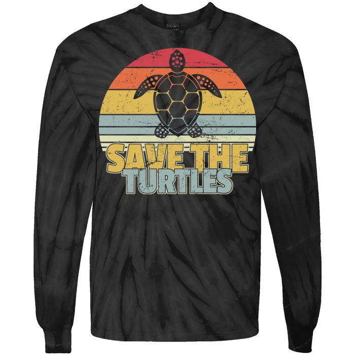 Save The Turtles Retro Style Tie-Dye Long Sleeve Shirt