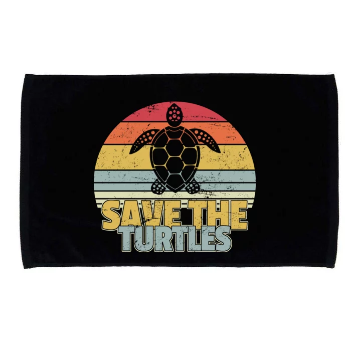 Save The Turtles Retro Style Microfiber Hand Towel