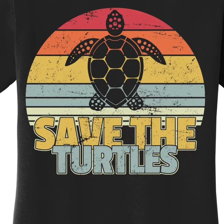 Save The Turtles Retro Style Women's T-Shirt