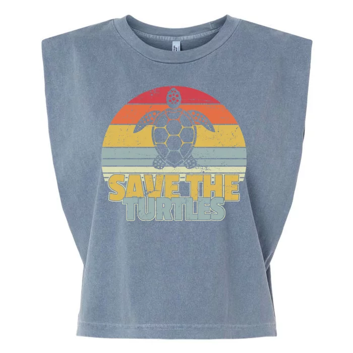 Save The Turtles Retro Style Garment-Dyed Women's Muscle Tee