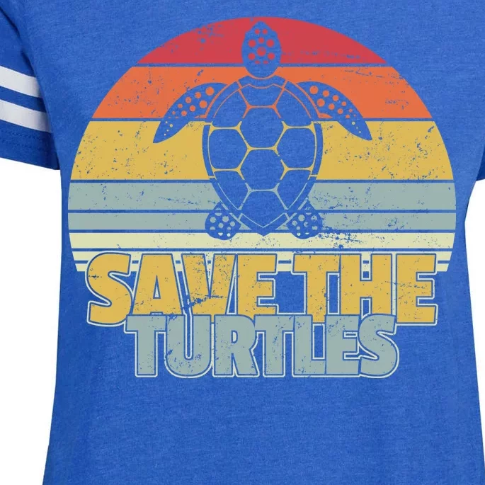 Save The Turtles Retro Style Enza Ladies Jersey Football T-Shirt