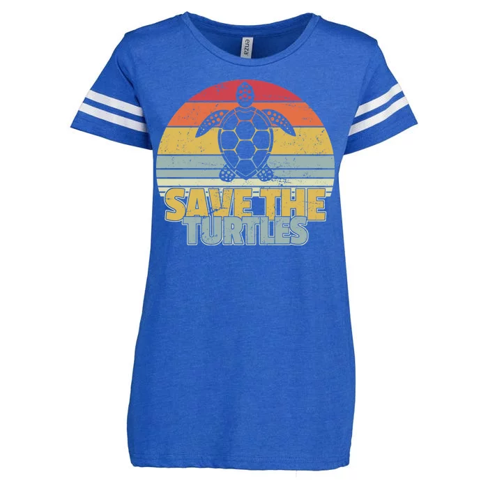 Save The Turtles Retro Style Enza Ladies Jersey Football T-Shirt