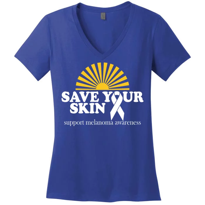 Save Your Skin Melanoma Awareness Women's V-Neck T-Shirt