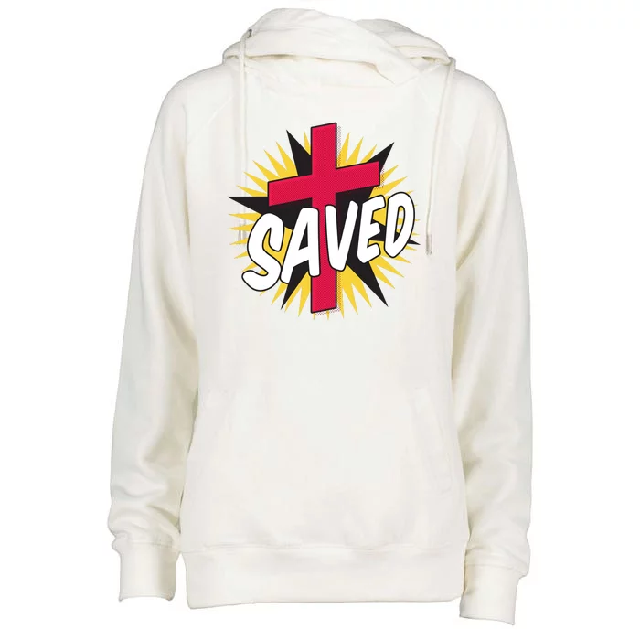 Saved Comic Cross Womens Funnel Neck Pullover Hood