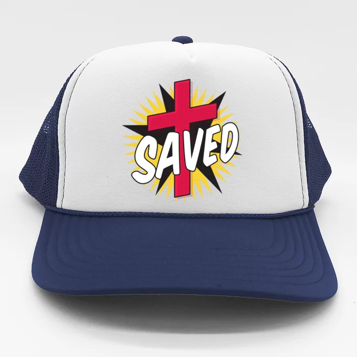 Saved Comic Cross Trucker Hat