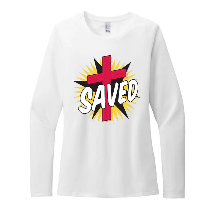 Saved Comic Cross Womens CVC Long Sleeve Shirt