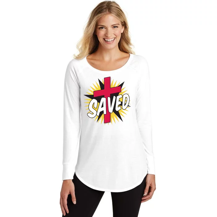 Saved Comic Cross Women's Perfect Tri Tunic Long Sleeve Shirt