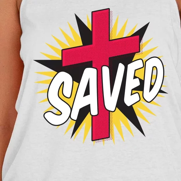 Saved Comic Cross Women's Knotted Racerback Tank