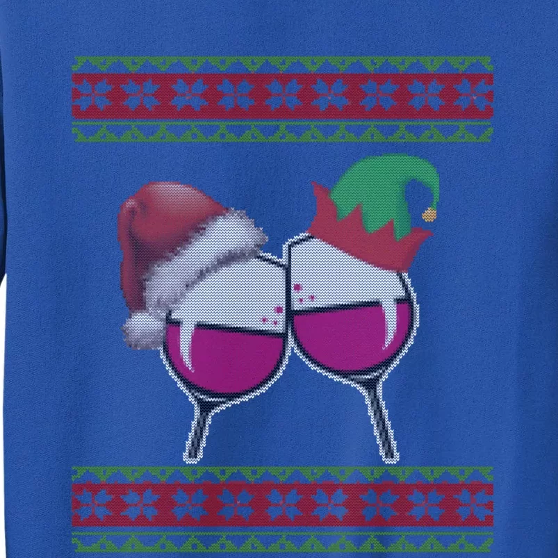 Santa And Wine Glasses Hat Christmas Funny Wine Lover Gift Sweatshirt