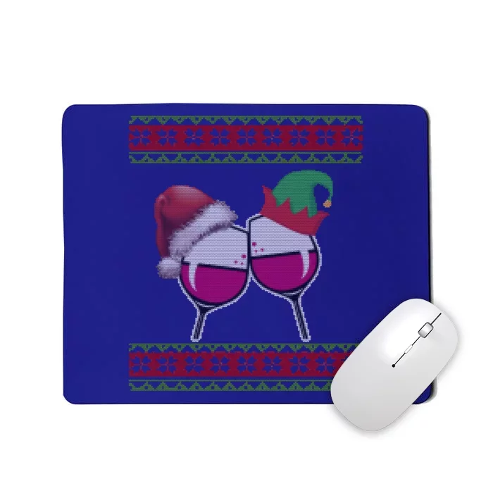 Santa And Wine Glasses Hat Christmas Funny Wine Lover Gift Mousepad