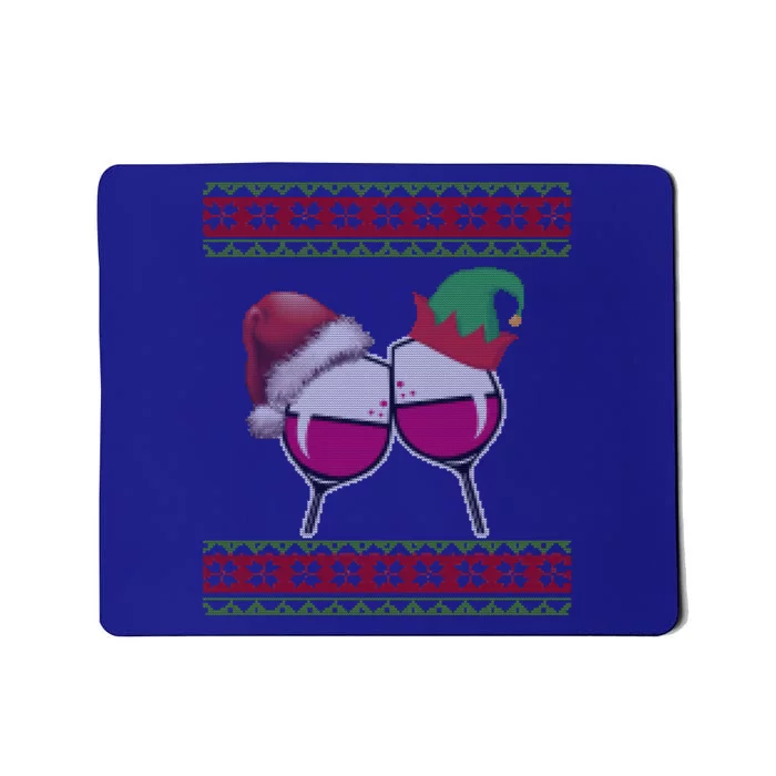 Santa And Wine Glasses Hat Christmas Funny Wine Lover Gift Mousepad