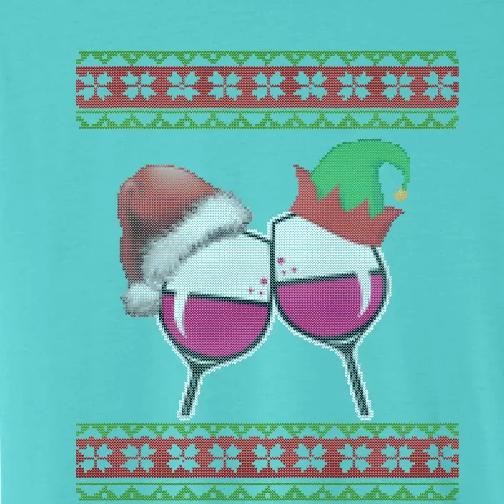 Santa And Wine Glasses Hat Christmas Funny Wine Lover Gift ChromaSoft Performance T-Shirt