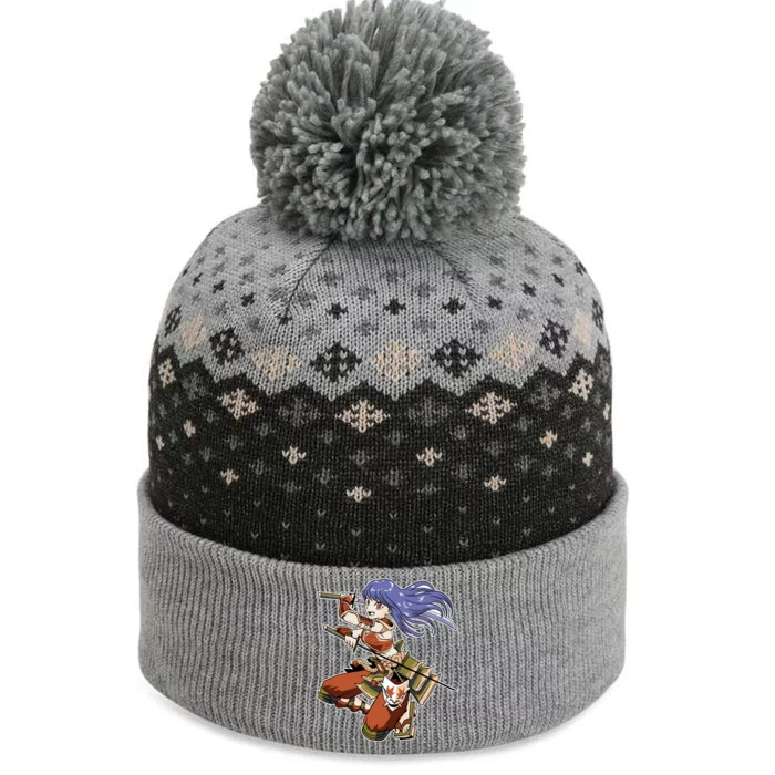 Samurai Anime Warrior The Baniff Cuffed Pom Beanie