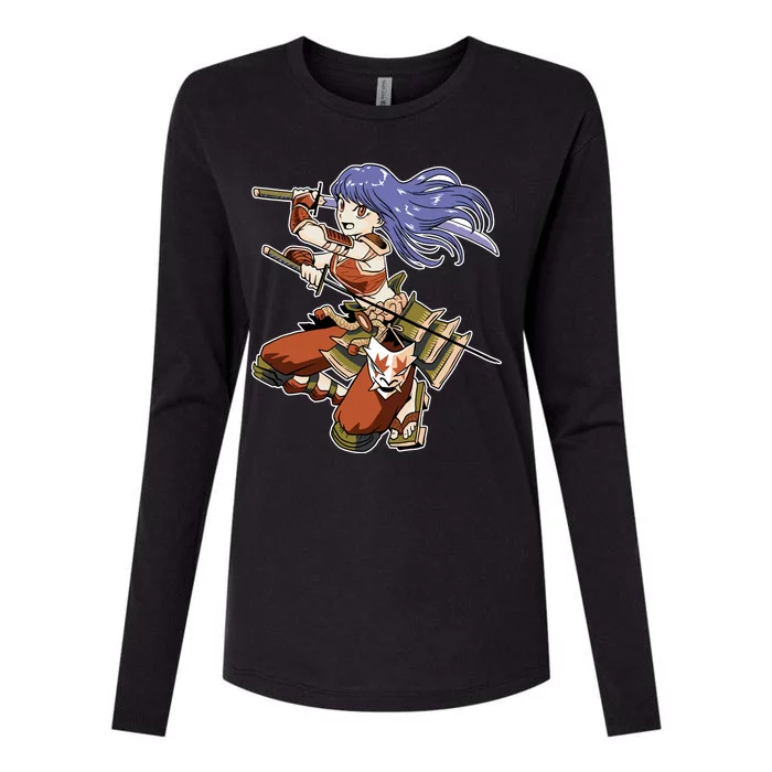 Samurai Anime Warrior Womens Cotton Relaxed Long Sleeve T-Shirt