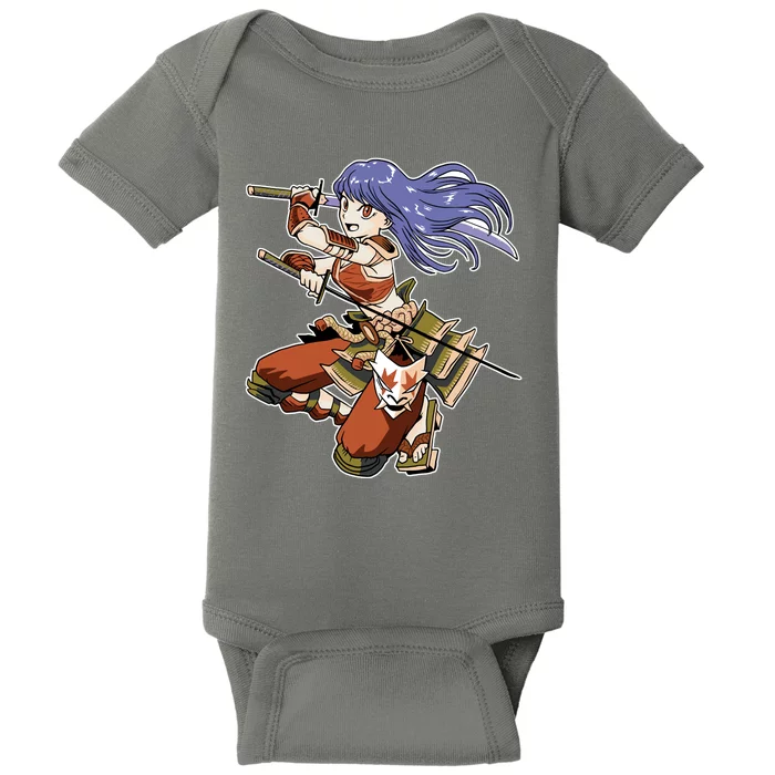 Samurai Anime Warrior Baby Bodysuit