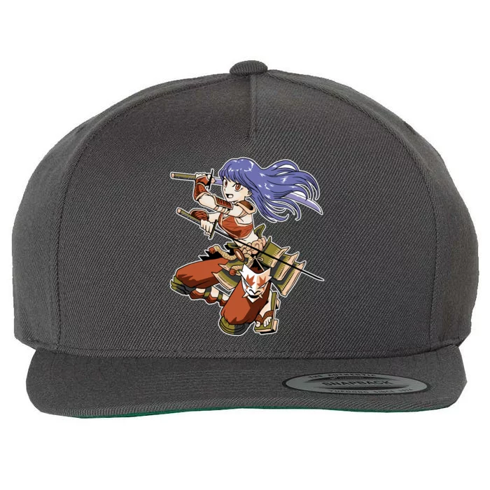 Samurai Anime Warrior Wool Snapback Cap