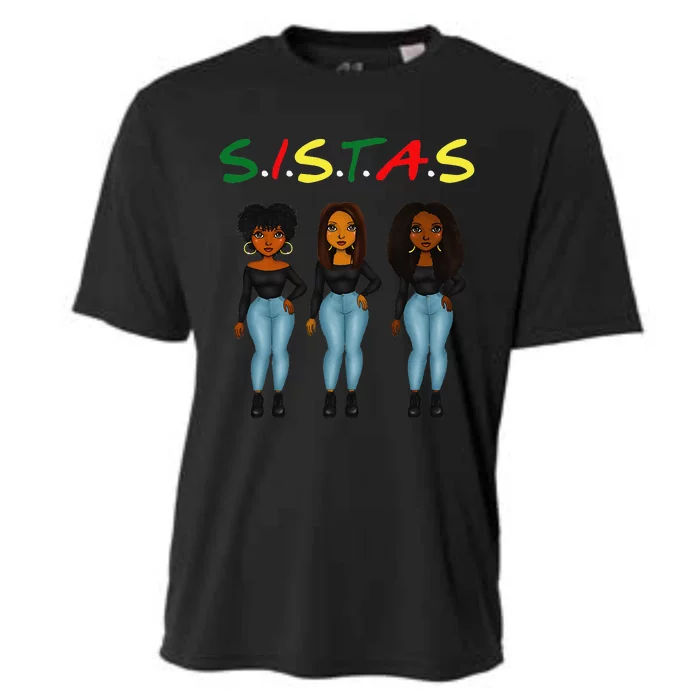 Sistas Afro Wo Together Proud Black Sistas Queen Melanin Cooling Performance Crew T-Shirt